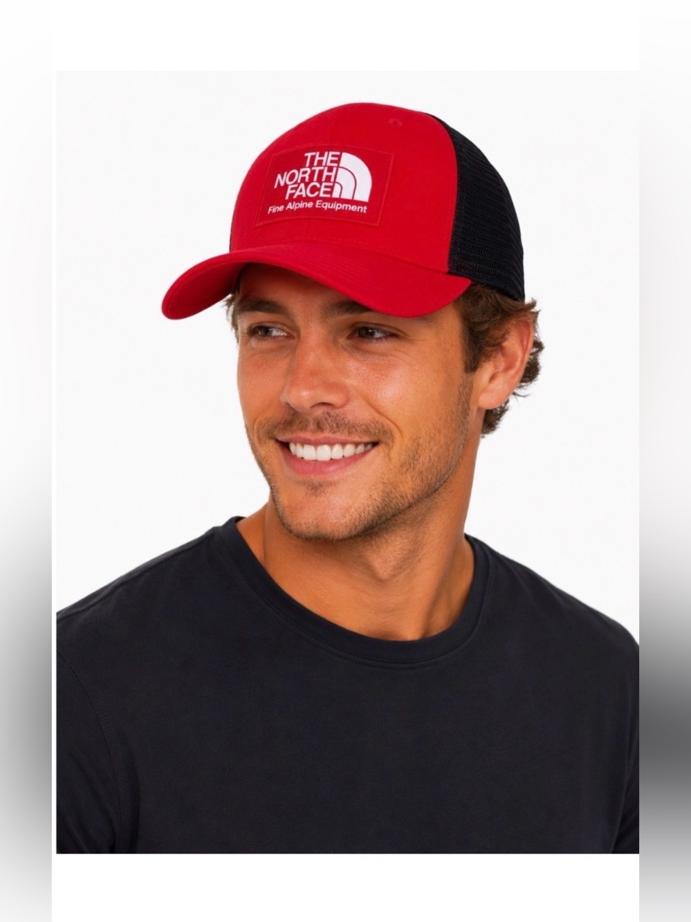 THE NORTH FACE Bright Red Logo Trucker Hat